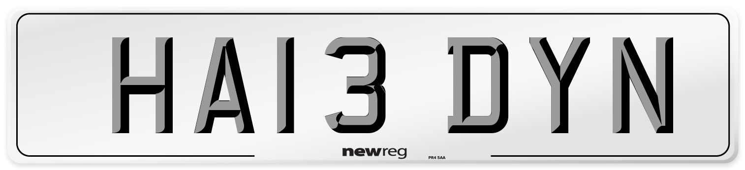 HA13 DYN Number Plate from New Reg